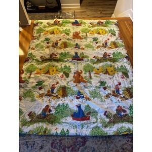 Vintage Marlborough Sesame Street Camping Twin Blanket‎ Comforter 70s USA Made